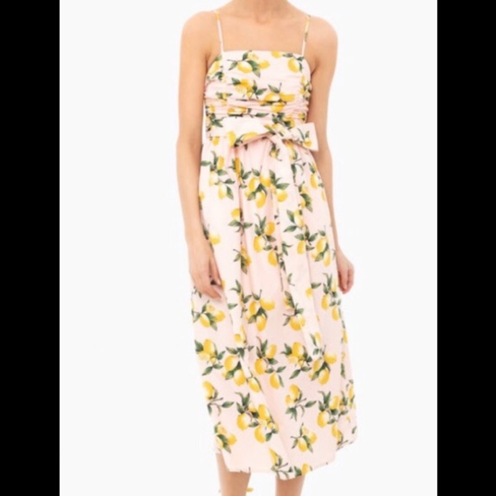 - Moodie pink blush printed Dress with bow tie